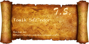 Tomik Sándor névjegykártya